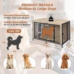 48" XL Dog Crate Furniture for Large Dogs,Farmhouse Light Oak Wood Dog Kennel, Heavy DutyAnti-Chew Steel Frame, Escape Proof Pet Crate, 3Door Indoor Dog House, TV Stand EntertainmentCenter 350LB - Image 5