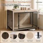 48" XL Dog Crate Furniture for Large Dogs,Farmhouse Light Oak Wood Dog Kennel, Heavy DutyAnti-Chew Steel Frame, Escape Proof Pet Crate, 3Door Indoor Dog House, TV Stand EntertainmentCenter 350LB - Image 6