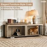 48" XL Dog Crate Furniture for Large Dogs,Farmhouse Light Oak Wood Dog Kennel, Heavy DutyAnti-Chew Steel Frame, Escape Proof Pet Crate, 3Door Indoor Dog House, TV Stand EntertainmentCenter 350LB - Image 8