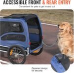 VEVOR Dog Bike Trailer, Supports up to 100 lbs, Pet Cart Bicycle Carrier, Easy Folding Frame with Quick Release Wheels, Universal Bicycle Coupler, Reflectors, Flag, Collapsible to Store - Image 5