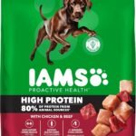 IAMS Proactive Health High Protein Dry Dog Food, Chicken & Beef, 30 lb