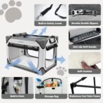 Collapsible Dog Crate for Large Dogs 36 Inch, Portable Travel Soft Dog Kennel with 4-Door Mesh, Large Pet Crate Carrier Indoor & Outdoor, Grey - Image 5
