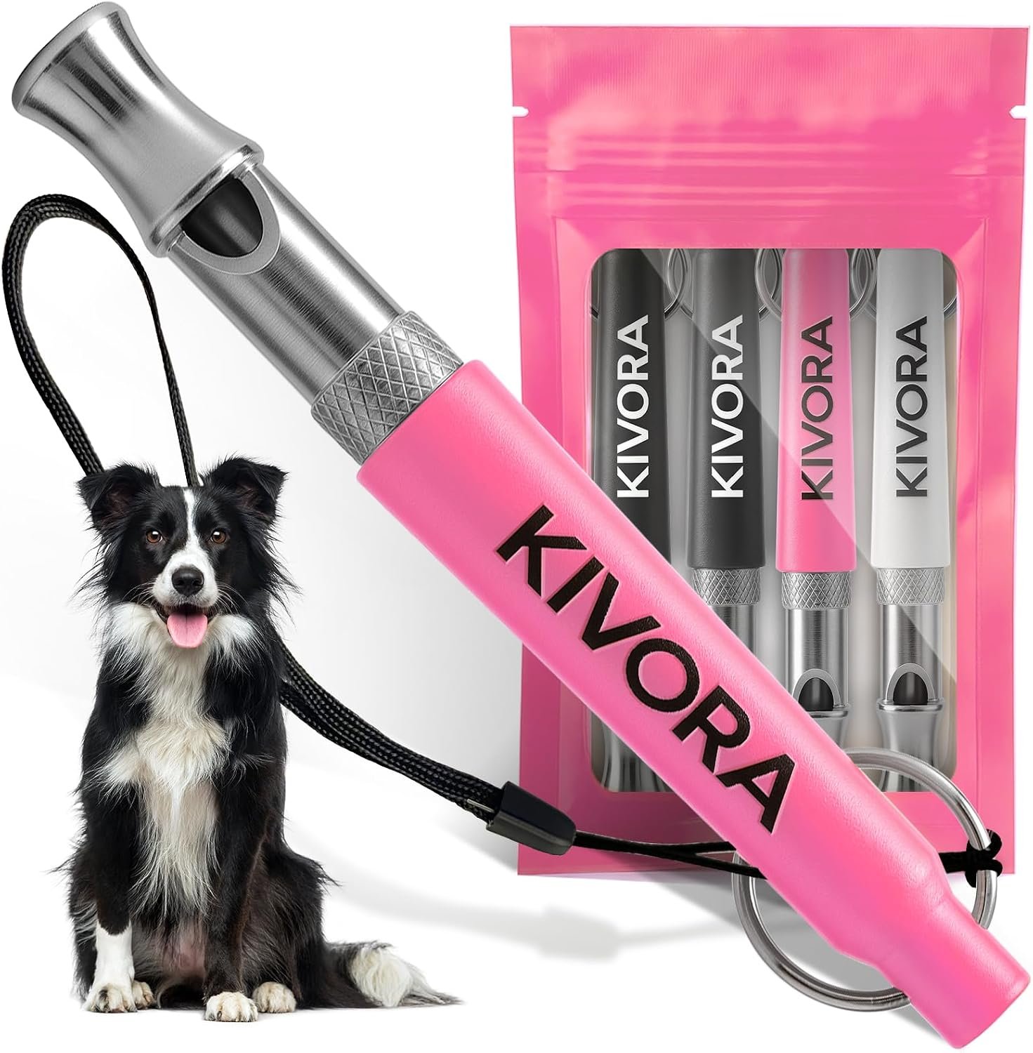 KIVORA 4 Pack Dog Whistle to Stop Barking Neighbors Dog,304 Stainless Steel Adjustable Ultrasonic Silent Dog Training Whistle for Recall & Bark Control,Professional Whistle Suitable for All Dogs(pink) KIVORA 4 Pack Dog Whistle to Stop Barking Neighbors Dog,304 Stainless Steel Adjustable Ultrasonic Silent Dog Training Whistle for Recall & Bark Control,Professional Whistle Suitable for All Dogs(pink)