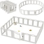 Foldable Clear Acrylic Dog Playpen with Door, 23.6″ Acrylic Puppy Playpen, Easy Assemble Indoor Pet Fence with White Frame, Clear Dog Playpen for Puppies & Animal (White, 23.6‘H, 20 Panels + 1 Door)