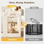 Foldable Clear Acrylic Dog Playpen with Door, 23.6" Acrylic Puppy Playpen, Easy Assemble Indoor Pet Fence with White Frame, Clear Dog Playpen for Puppies & Animal (White, 23.6‘H, 20 Panels + 1 Door) - Image 7