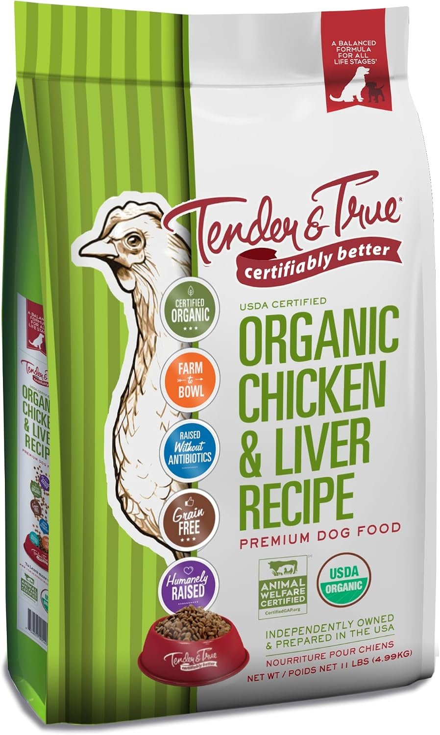 Tender & True Organic Chicken & Liver Recipe Dog Food, 11 lb Tender & True Organic Chicken & Liver Recipe Dog Food, 11 lb