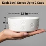 Ceramic Dog Bowl Set of 2 with Anti-Skid Base, 5.5"W x 2"H, 2 Cup Capacity - Image 6