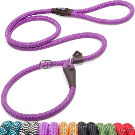 Fida Durable Slip Lead Dog Leash, 6 FT x 1/2″ Dog Training Leash, Purple