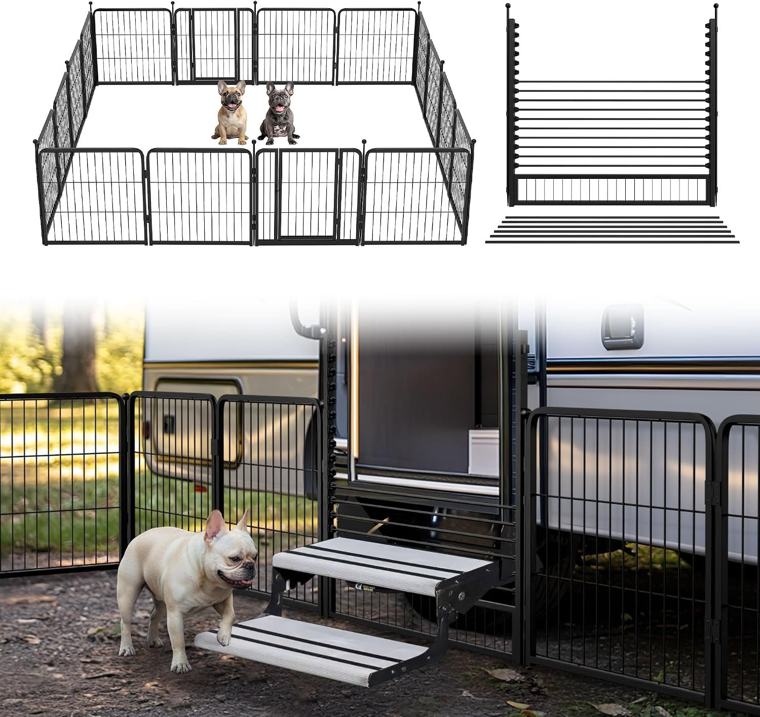 FXW Instant Dog Playpen with RV Step Grid for RV Camping, 24″ H, 16 Panels FXW Instant Dog Playpen with RV Step Grid for RV Camping, 24″ H, 16 Panels