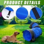 28 in 10 Foot Blue Extra Large Dog Agility Tunnel with Sandbags Dogs - Image 3