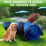 28 in 10 Foot Blue Extra Large Dog Agility Tunnel with Sandbags Dogs - Image 6
