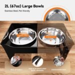 CZPET Elevated Dog Bowls, Splash Guard 4-Height Adjustable, Stainless Bowls - Image 4