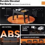 CZPET Elevated Dog Bowls, Splash Guard 4-Height Adjustable, Stainless Bowls - Image 7