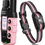 Bousnic Dog Shock Collar – 3300Ft Dog Training Collar with Remote for 5-120lbs Small Medium Large Dogs Rechargeable Waterproof e Collar with Beep (1-8), Vibration(1-16), Safe Shock(1-99) (LightPink)