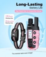 Bousnic Dog Shock Collar - 3300Ft Dog Training Collar with Remote for 5-120lbs Small Medium Large Dogs Rechargeable Waterproof e Collar with Beep (1-8), Vibration(1-16), Safe Shock(1-99) (LightPink) - Image 6