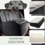 Lealchum Dog Booster Car Seat for Small/Medium Dogs,6in Memory Foam Elevated Cushion,Fully Detachable and Washable,2 Clip-On Safety Leashes,Anti-Slip Base(Black/Grey,Medium) - Image 4