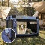 Gardner Pet Soft Collapsible Dog Crate - 26 Inch Portable Travel Dog Crate for Puppy/Small Dogs Indoor & Outdoor, 3-Door Pet Crate with Durable Mesh Windows & Storage Bag, Blue - Image 3