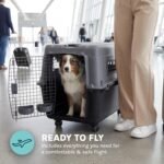 SportPet Airline Compliant LARGE 31.5" Travel Dog Kennel- Durable Plastic Airline Pet Carrier w/ Removable Wheels & Food Bowls, Collapsible Indoor/Outdoor Dog Kennel, Dogs up to 28"L & 20"H-Dark Gray - Image 5