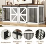 jiteentarou87In Farmhouse Dog Crate TV Stand, Wooden Dog Kennel Furniture with Sliding Metal Mesh Barn Door, Large Dog Crate Furniture for 2 Dogs, Solid Metal Tube & 2 Lockable Doors, White & Brown - Image 5