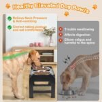 COMESOON Elevated Dog Bowls, 4 Height Adjustable Raised Bowl Stand with 2 Thick 50oz Stainless Steel Food Bowls Non-Slip Feeder Adjusts to 3.7'', 9.2'', 10.75'', 12.36'' Black, (DB-W01) - Image 3
