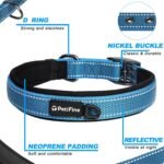 PetiFine Dog Collars for Medium Dogs, Neoprene Padded and Adjustable, Reflective Wide Heavy Duty Pet Collars with Durable Metal Belt Buckle for Walking, Blue, M - Image 3