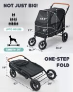 Zoosky Large Dog Stroller for 3 Dogs, up to 110lbs（33‘’Lx20‘’W） - Image 3