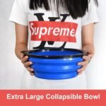 Extra Large Collapsible Dog Bowl, 3L XL Travel Dog Bowl, Foldable Travel Water Dish, 102oz X-Large Portable Collapsable Traveling Bowls with Carabiner for Dogs Walking, Hiking (Blue) - Image 3