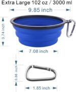 Extra Large Collapsible Dog Bowl, 3L XL Travel Dog Bowl, Foldable Travel Water Dish, 102oz X-Large Portable Collapsable Traveling Bowls with Carabiner for Dogs Walking, Hiking (Blue) - Image 6