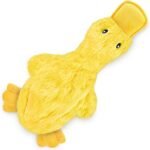 Best Pet Supplies Interactive Squeaky Dog Toy – Crinkle Duck, Yellow