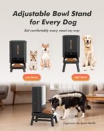 Automatic Dog Feeder for Large Breed - 15L/ 63 Cups Anti-Clog Dog Food Dispenser for 2-23mm Kibble, Elevated Stand, Large Food Tray, Dual Power, Up to 50 Portions 6 Meals Per Day, Keeps Fresh - Image 4