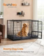 Feandrea 48" Heavy-Duty Dog Crate, Convenient Feeding Door, Double Doors - Image 2