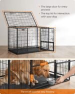 Feandrea 48" Heavy-Duty Dog Crate, Convenient Feeding Door, Double Doors - Image 5