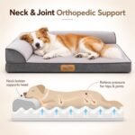 Large Orthopedic Dog Bed, Calming Waterproof Memory Foam Dog Sofa Bed for Large Dogs with Removable Washable Cover & Non-Slip Bottom, Warm Plush Pet Bed, Light Grey, 40”x32” - Image 3