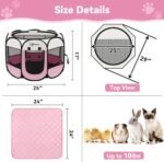 Sieidihit Dog Cat Playpen Tent Crate Cage with Washable Pee Pad, Small Pink - Image 7