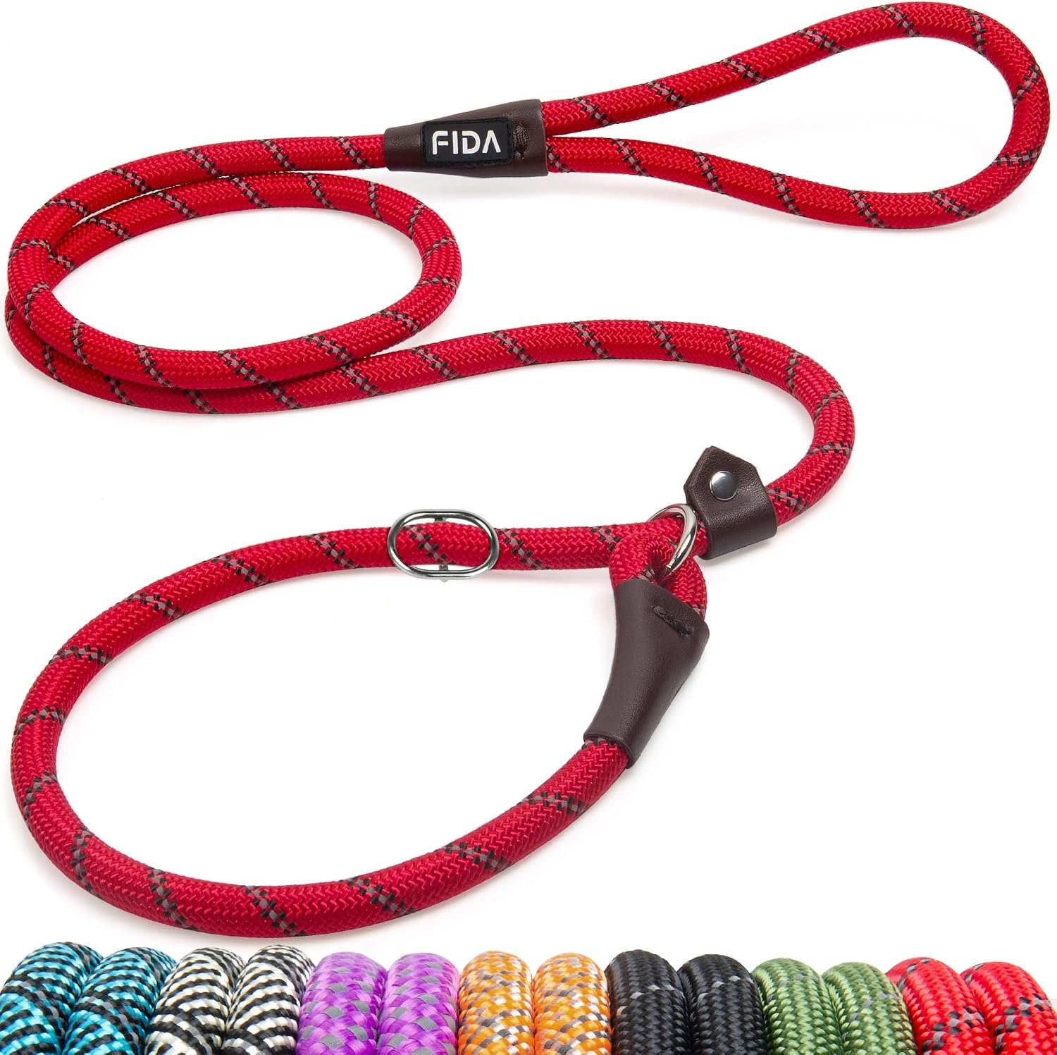 Fida Durable Slip Lead Dog Leash, 6 FT x 1/2″ Dog Training Leash, Red Fida Durable Slip Lead Dog Leash, 6 FT x 1/2″ Dog Training Leash, Red
