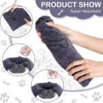 Chumia 8 Pcs Dog Towel for Drying, 55 x 28 Inch, Dog Paw and Bone, Gray - Image 4