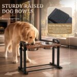 CZPET Elevated Dog Bowls, Angle&Height Adjustable, 2L Stainless Steel Bowls - Image 5