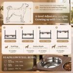 CZPET Elevated Dog Bowls, Angle&Height Adjustable, 2L Stainless Steel Bowls - Image 9