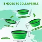 Dog Bowl Pet Collapsible Bowls, 2 Pack Collapsible Dog Water Bowls for Cats Dogs, Portable Pet Feeding Watering Dish for Walking Parking Traveling with 2 Carabiners (Blue+Green, Medium) - Image 3