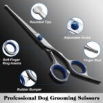 Professional 4 in 1 Dog & Cat Grooming Scissors Kit with Safety Round Tips,Sharp & Durable,Dog Shears for Grooming - Includes Straight, Curved, Thinning Scissors and Comb - Premium Pet Supplies - Image 3