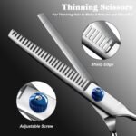 Professional 4 in 1 Dog & Cat Grooming Scissors Kit with Safety Round Tips,Sharp & Durable,Dog Shears for Grooming - Includes Straight, Curved, Thinning Scissors and Comb - Premium Pet Supplies - Image 4