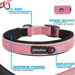PetiFine Neoprene Padded Dog Collar, Heavy Duty Comfort Dog Collar with Durable Metal Buckle, Reflective Adjustable Belt Buckle Dog Collars for Small Medium Large Dogs(14.5''-19'', Pink) - Image 3
