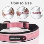 PetiFine Neoprene Padded Dog Collar, Heavy Duty Comfort Dog Collar with Durable Metal Buckle, Reflective Adjustable Belt Buckle Dog Collars for Small Medium Large Dogs(14.5''-19'', Pink) - Image 6