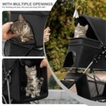 MoNiBloom Pet Stroller for Small/Medium Dogs and Cats up to 33 lbs, Black - Image 5