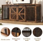 jiteentarou87In Farmhouse Dog Crate TV Stand, Wooden Dog Kennel Furniture with Sliding Metal Mesh Barn Door, Large Dog Crate Furniture for 2 Dogs, Solid Metal Tube & 2 Lockable Doors, Rustic Brown - Image 4