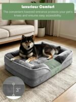 Spotted Play Orthopedic Dog Bed with Sides - Dog Sofa Beds for Medium Dogs, Supportive Foam Pet Couch Bed with Washable Removable Cover, Waterproof Lining and Non-Slip Bottom, Grey - M - Image 3