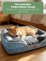 Spotted Play Orthopedic Dog Bed with Sides - Dog Sofa Beds for Medium Dogs, Supportive Foam Pet Couch Bed with Washable Removable Cover, Waterproof Lining and Non-Slip Bottom, Grey - M - Image 5
