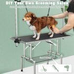Lyromix 36'' Stainless Steel Pet Dog Grooming Table, Arm/Noose/Tray, Black - Image 7