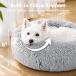 JOLLYVOGUE Small Dog Bed, Calming Soft Anti-Anxiety Donut Cat Bed, Washable Round Fluffy Cushion for Small and Medium Pets (20") - Image 3