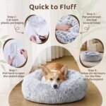JOLLYVOGUE Small Dog Bed, Calming Soft Anti-Anxiety Donut Cat Bed, Washable Round Fluffy Cushion for Small and Medium Pets (20") - Image 8